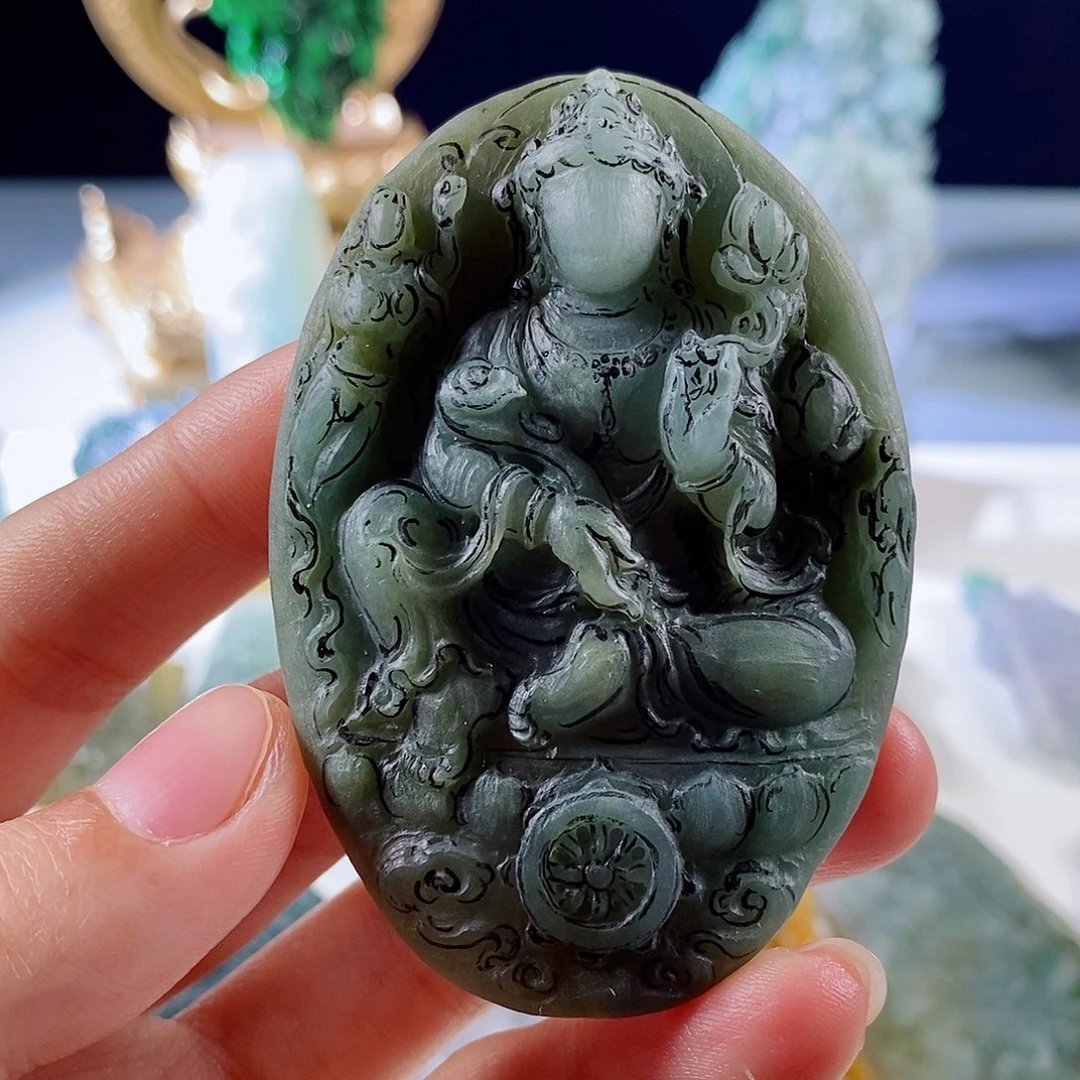 定制翡翠未镶嵌天然a货翡翠皮壳观音