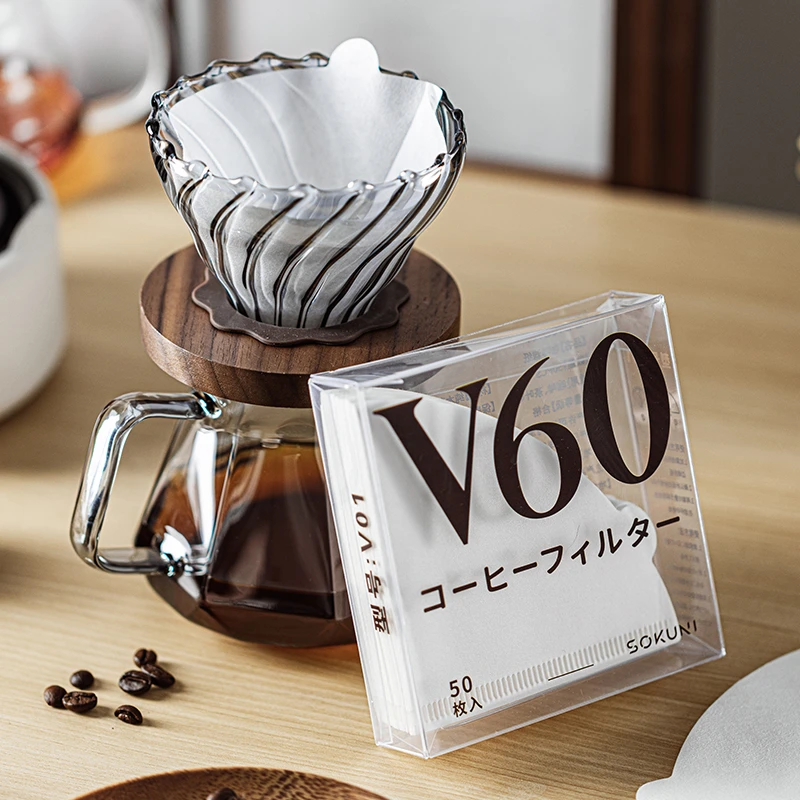 咖啡滤纸手冲豆v60过滤纸手磨研磨漏斗食品级扇形滤网粉滤杯