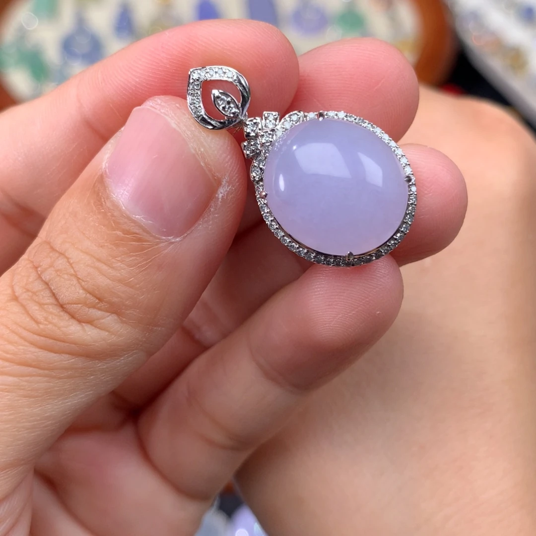 翡翠18K金镶嵌吊坠(不含链)