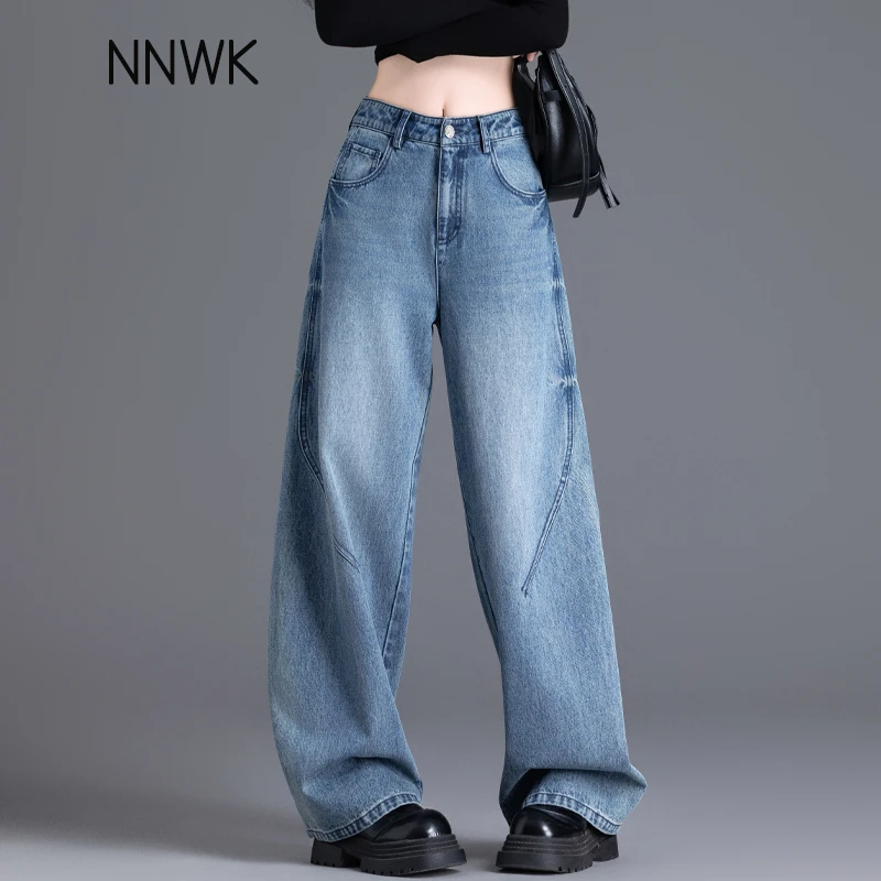 美式直筒牛仔裤女2025炸街潮款裤子女春秋新款窄版阔腿裤高腰长裤