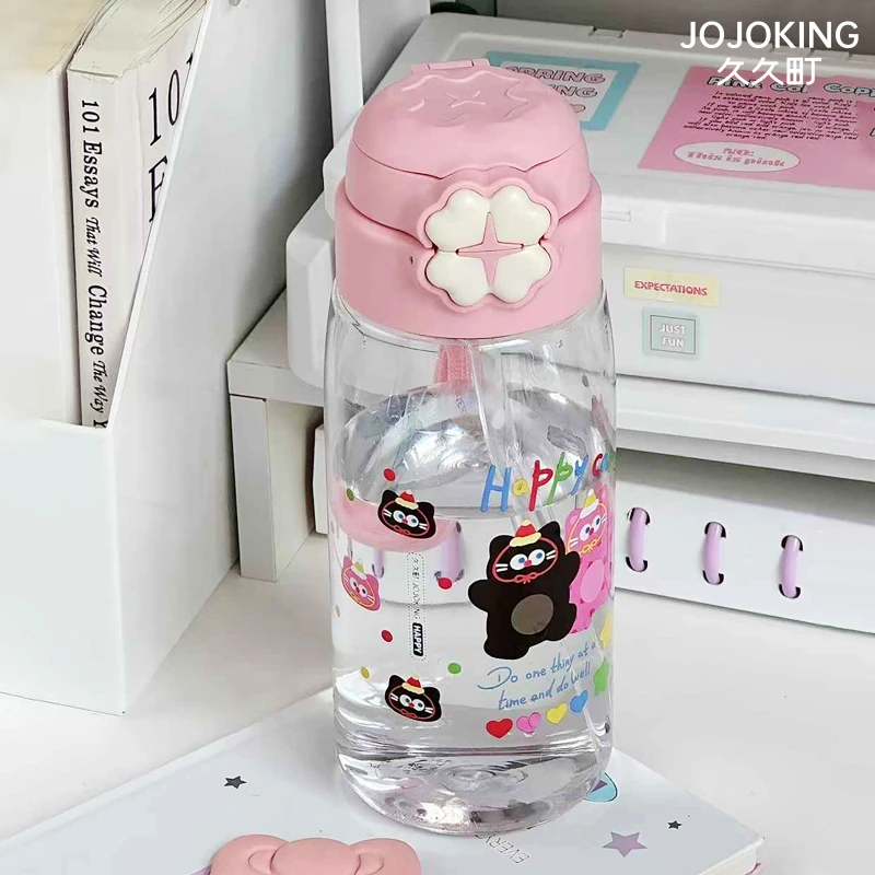 久久町好运小猫双饮杯700ml大容量随手杯学生党可爱风夏季水杯
