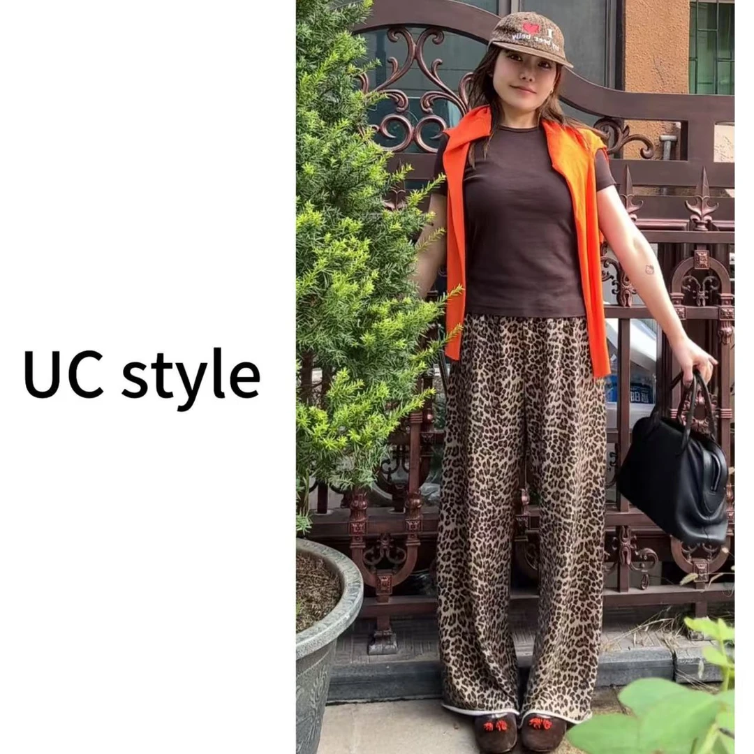 【UCSTYLE】A8998休闲豹纹抽绳阔腿裤主播穿常规S码