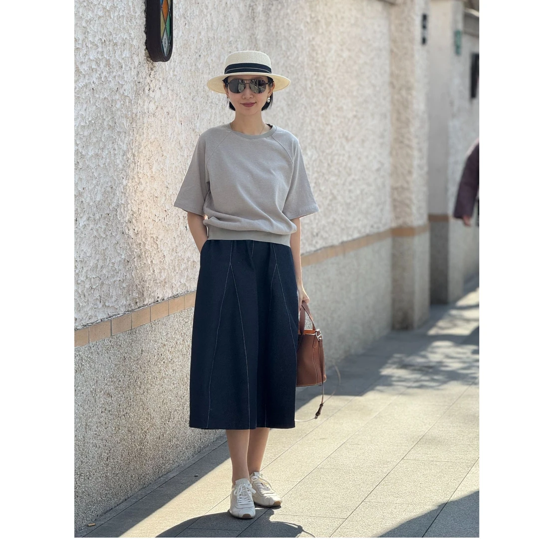 （YY推荐）盛夏晚风 显瘦气质休闲夏季夏季宽松简约设计感女士短袖