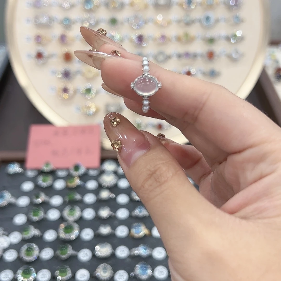 蛇纹石玉戒指银S925镶嵌可****怪