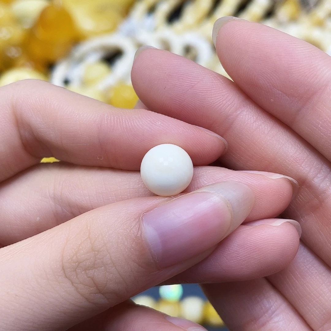 裸石蜜蜡未镶嵌沁色圆珠9.7mm