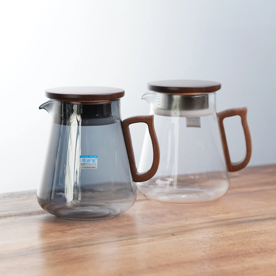 高颜值玻璃水杯居家用待客精致茶杯茶具套装带把手办公用泡花茶杯