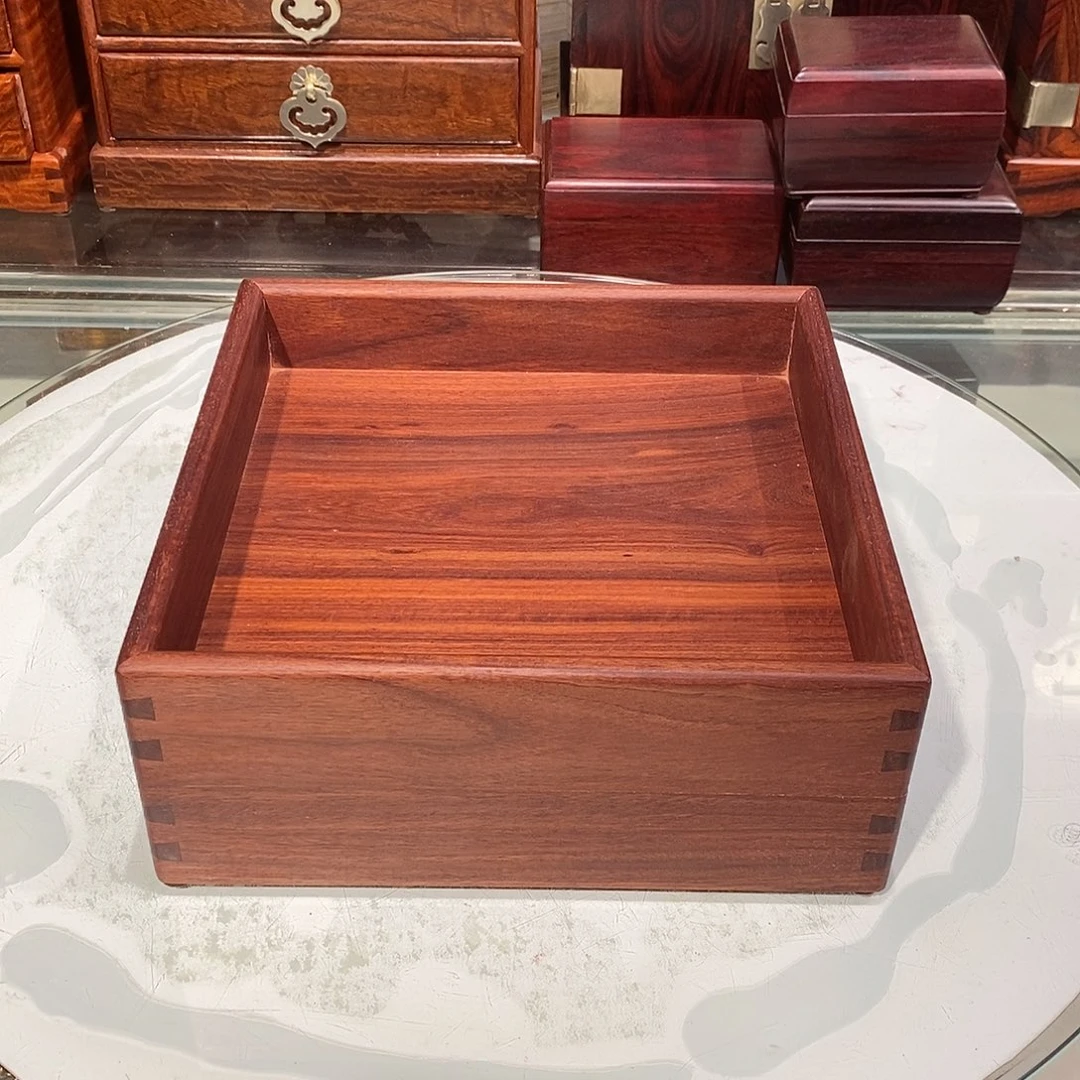 染料紫檀（血檀）独板收纳盘22/22/9