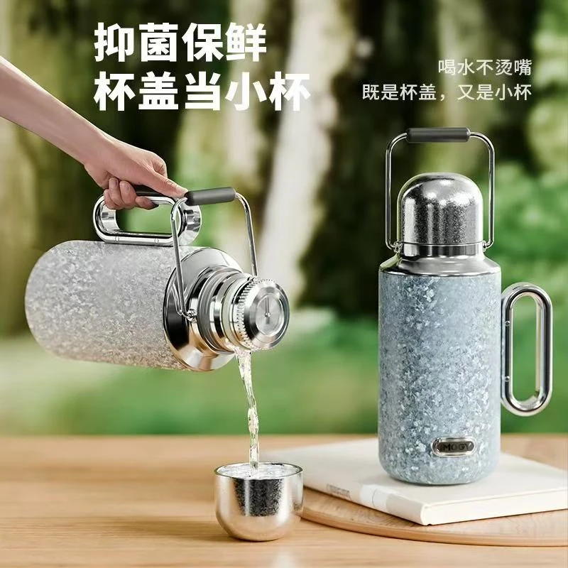 纯钛保温壶焖茶壶机械温显纯钛壶提梁壶便携户外壶