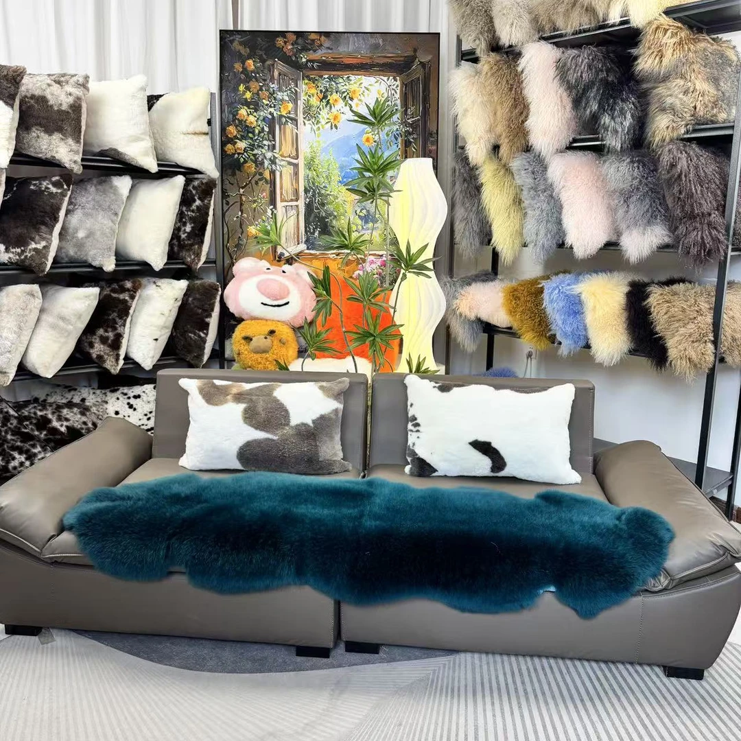 祖母绿澳洲羊皮垫子皮毛一体沙发垫飘窗垫地垫