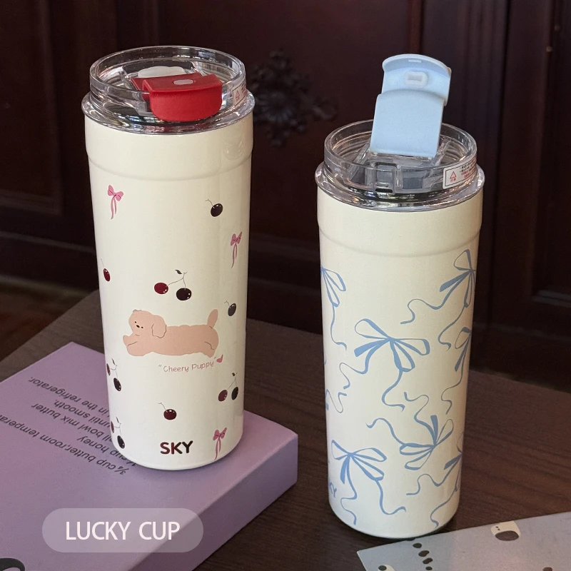 卡通316保温杯女生可爱水杯生日礼物吸管杯子便携式随行咖啡杯
