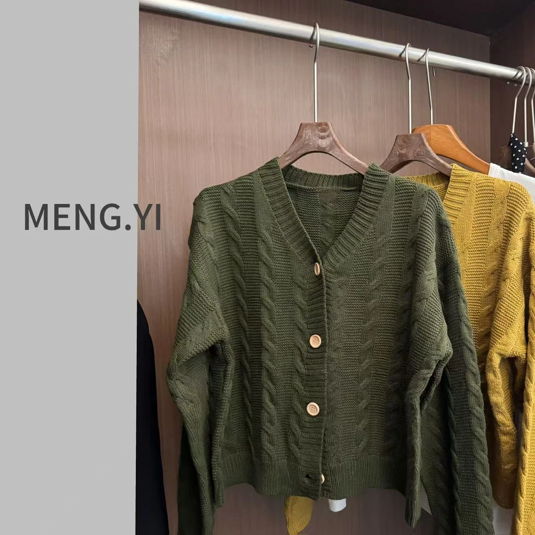 MENG.YI麻花厚实毛衣开衫5249