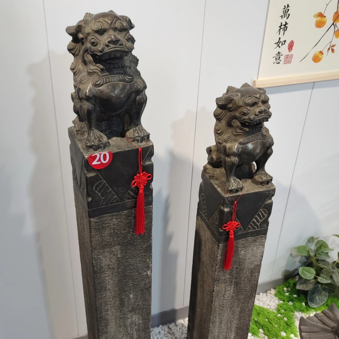 青石狮子貔貅拴马桩做旧抛光石雕摆件家用庭院拴马柱石头天然青石
