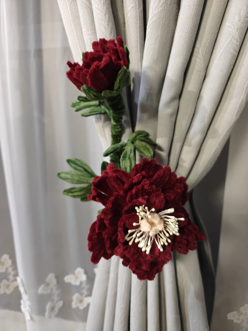 扭扭棒牡丹花窗帘收拢神器成品
