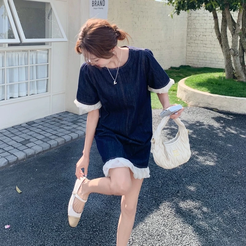 复古韩系减龄牛仔连衣裙女2025夏新款松弛感小众设计独特漂亮裙子