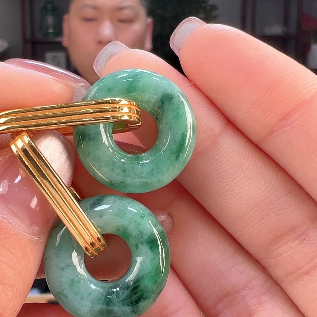 翡翠耳饰银S925镶嵌耳环39