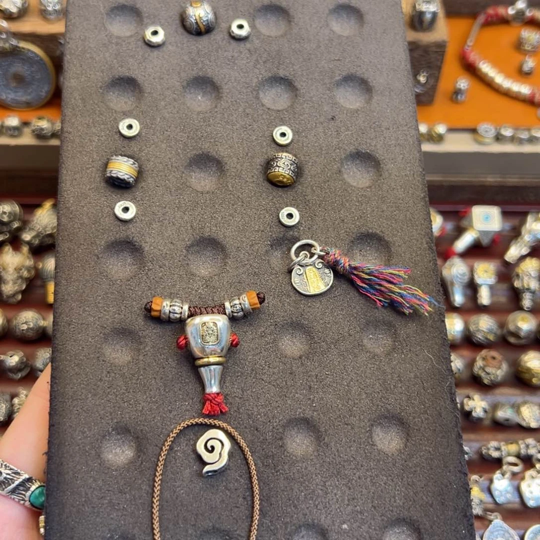 玻璃足银搭配精工银配饰一套