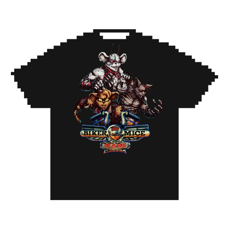 复古动漫 《火星鼠》数码直喷透气印花T恤夏季纯棉短袖