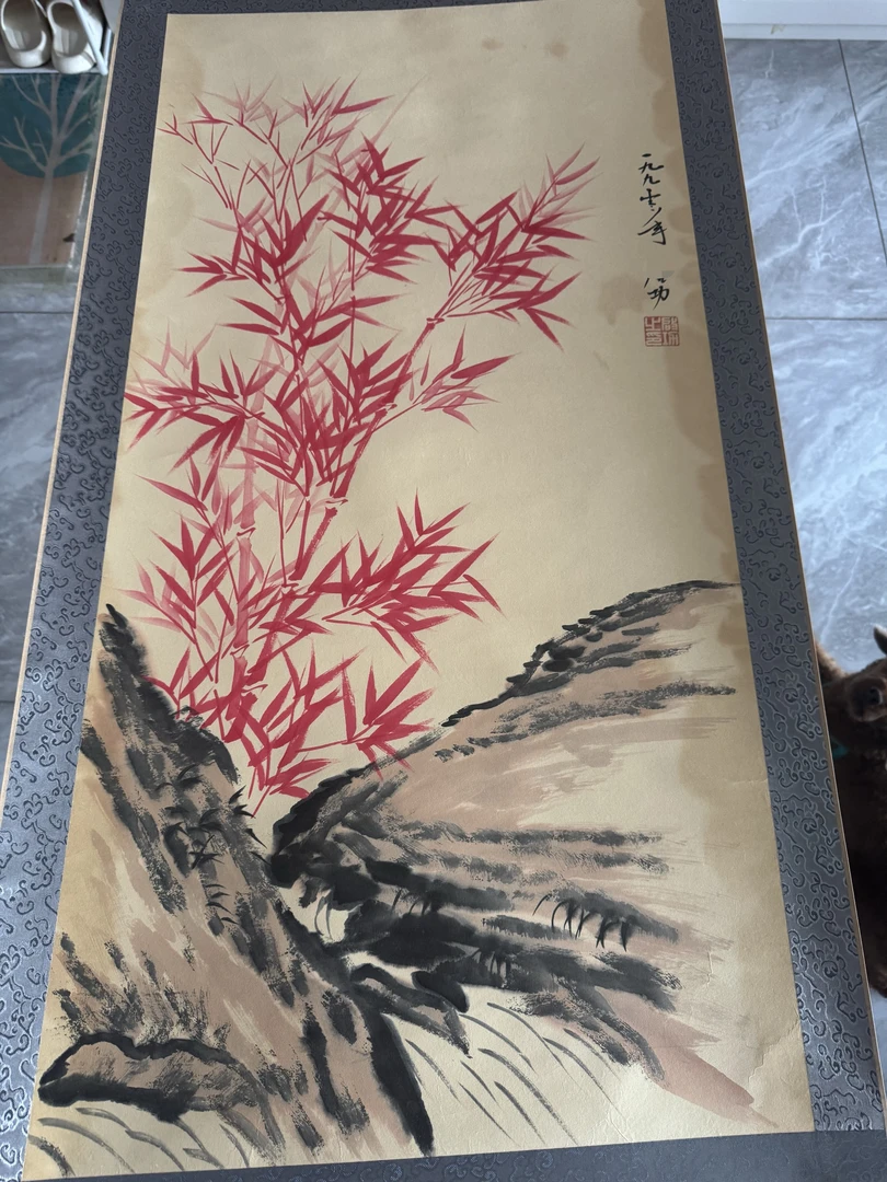 艺术精品国画中堂画古风格茶室玄关装饰挂画启红竹