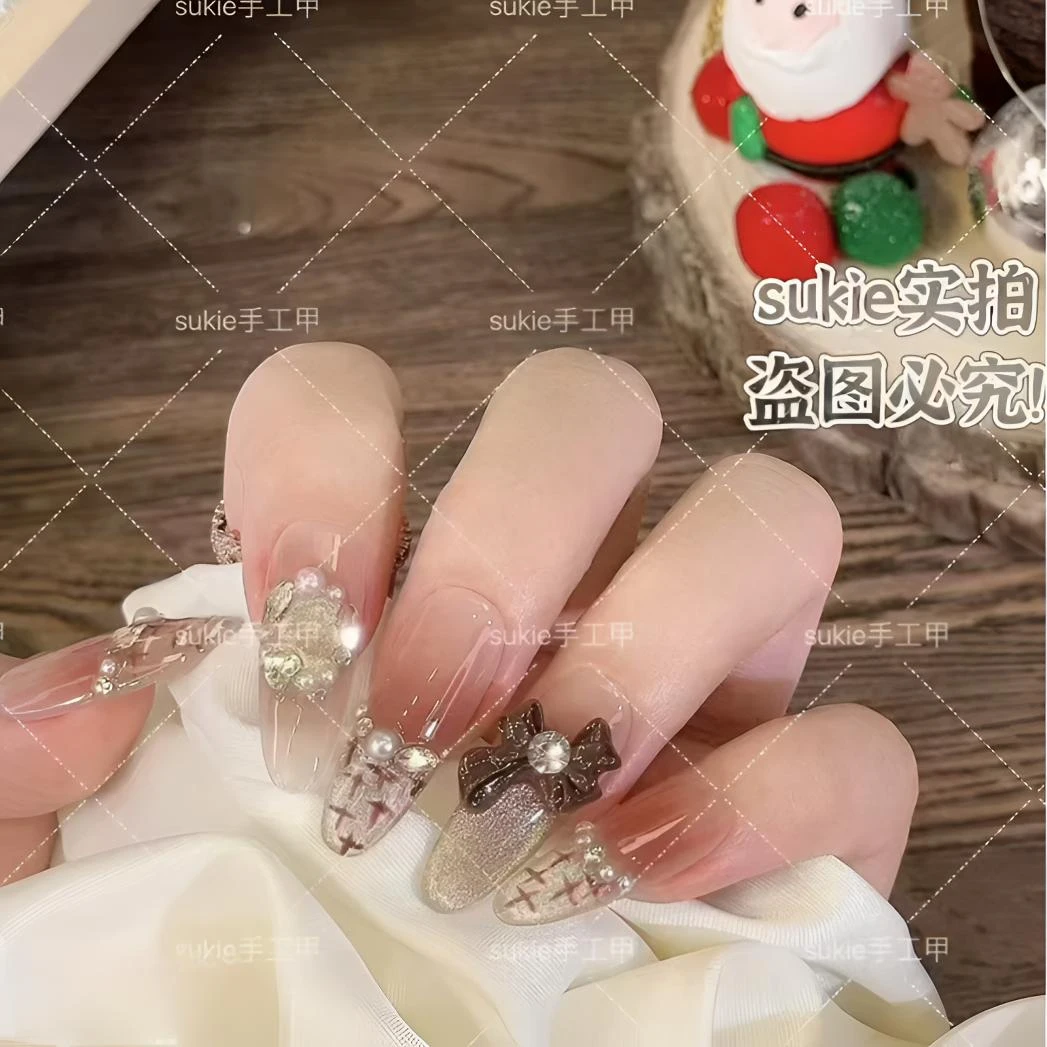 【可可小香】纯手工穿戴甲美甲气质感秋冬美甲10片装