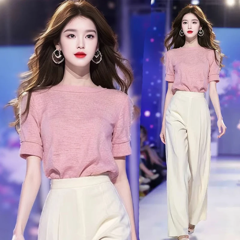 松弛感穿搭盐系高级感名媛气质欧货时尚休闲职业两件套装裤女夏季