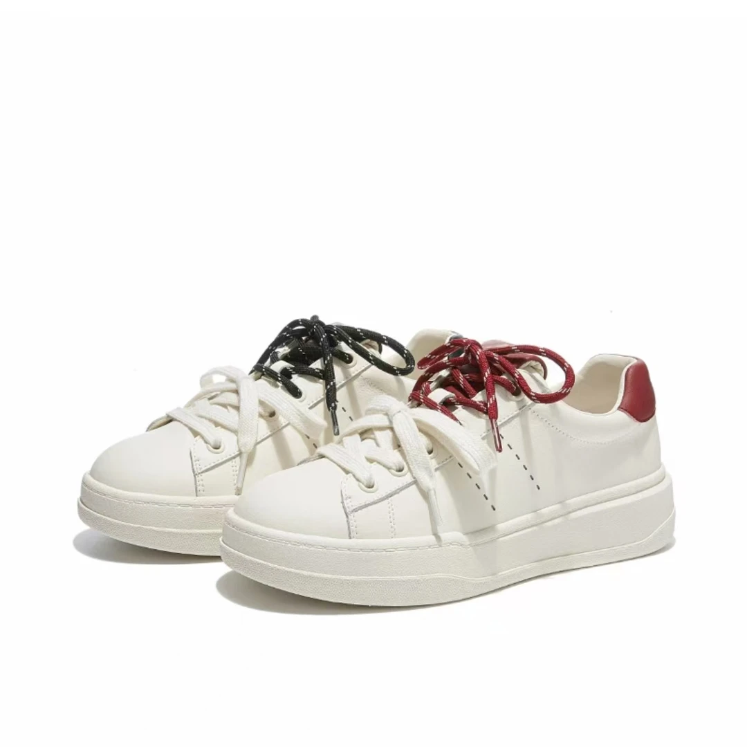 SA厚底平底小白鞋拼色休闲板鞋彩色鞋带软皮舒适百搭女鞋H62