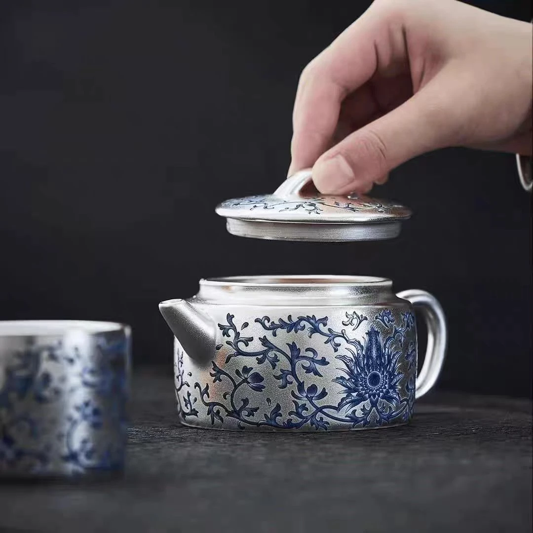 德化陈国在缠枝莲花卉汉瓦壶一壶两杯套装 Y56 H