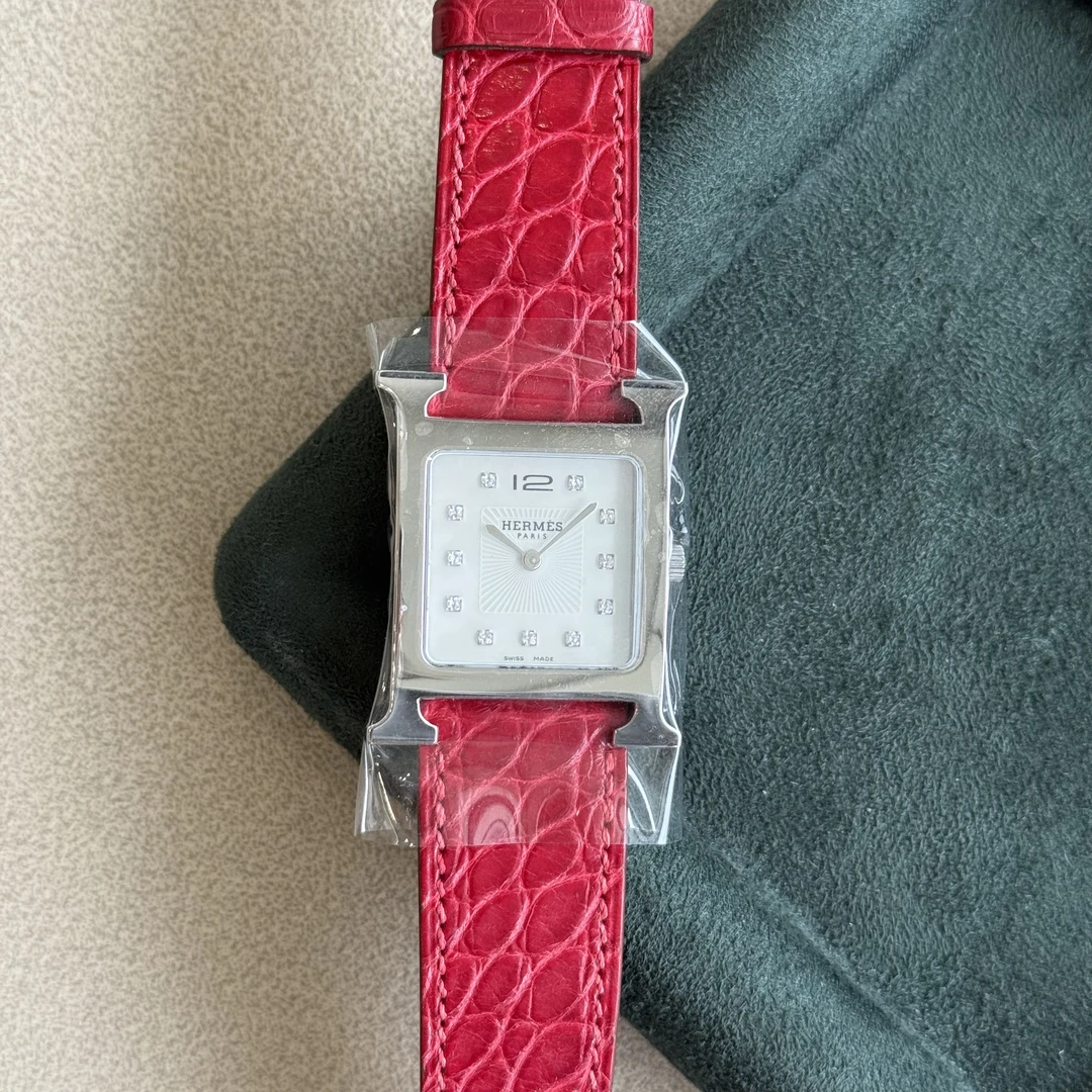 95新 Hermes/爱马仕 H Hour/石英/女表/26mm女士时尚原镶钻原表带