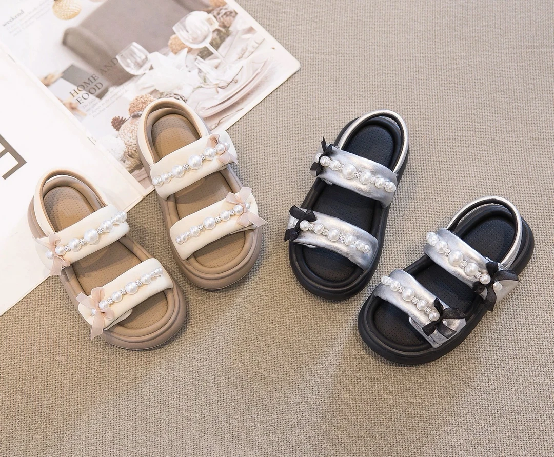 可爱响当当小香风珍珠蝴蝶女童公主凉鞋厚底轻便女孩夏季童鞋防滑