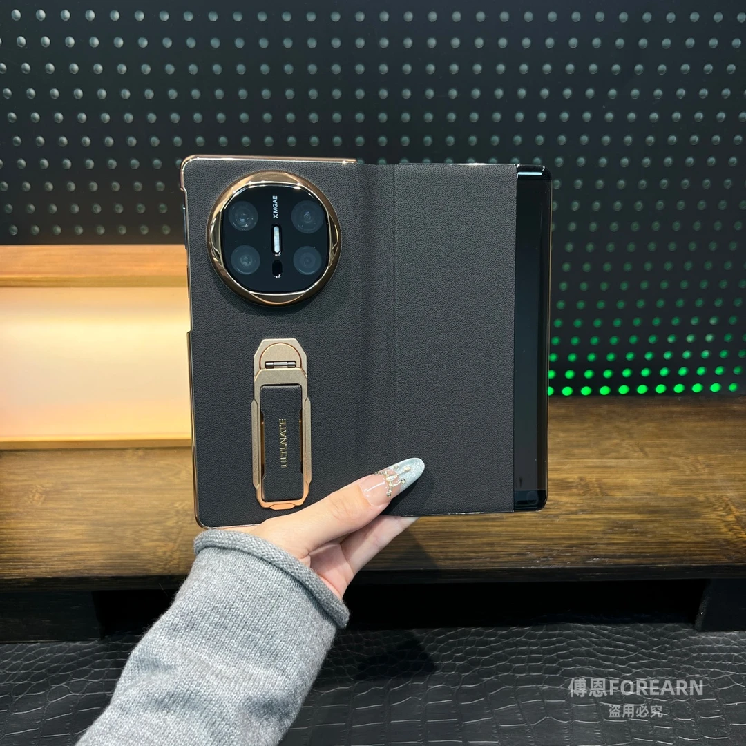 适用于华为matex6手机壳matex5手腕带支架真皮matex3折叠屏保护套