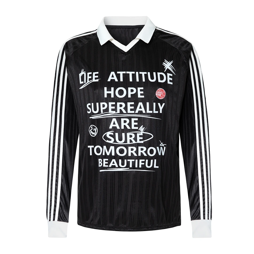 SUPEREALLY印花拼接足球风秋季条纹夏季长袖户外通勤T恤男女同款