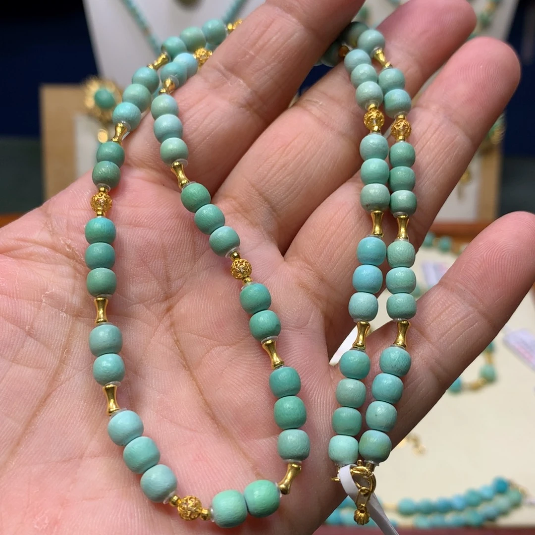 18K金镶嵌绿松石锁骨5mm