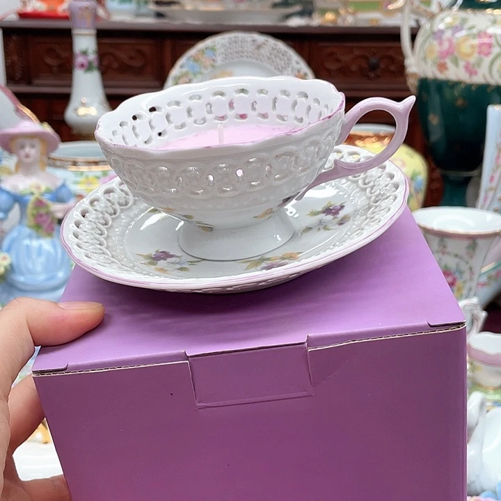 杯碟陶瓷摆件陶瓷