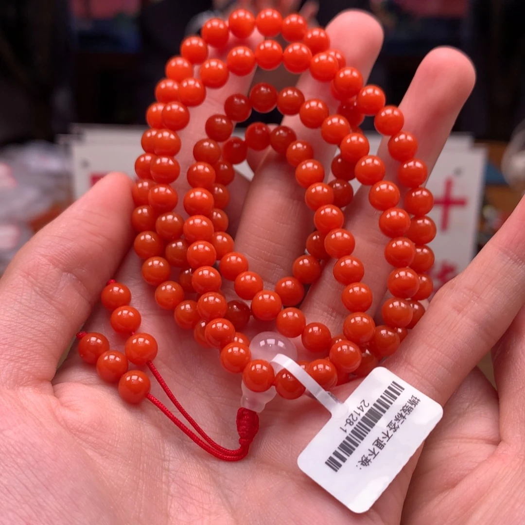 南红玛瑙108串 未镶嵌冷水河6+