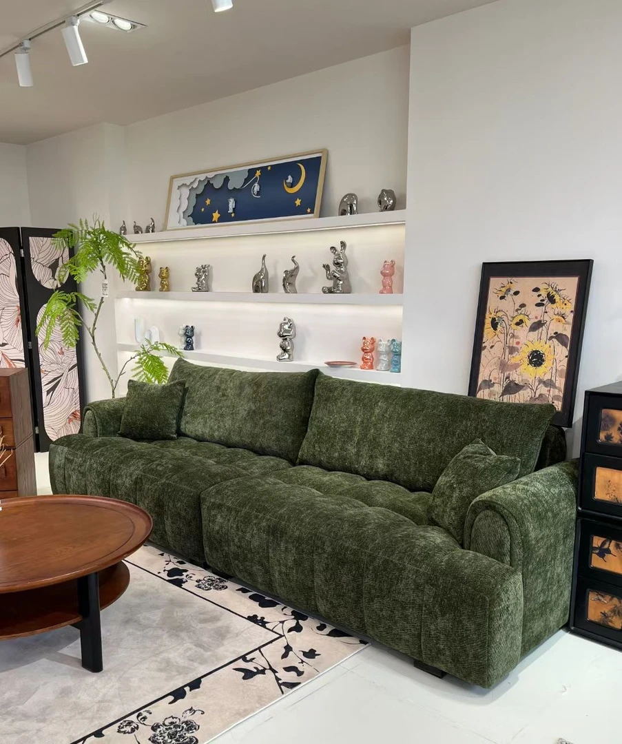 法式奶油风泡芙沙发客厅直排现代简约中古风设计师家用新款沙发