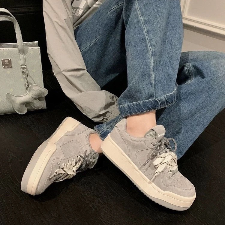 复古做旧德训鞋厚底板鞋女2025新款潮流百搭时尚韩版休闲小白鞋女