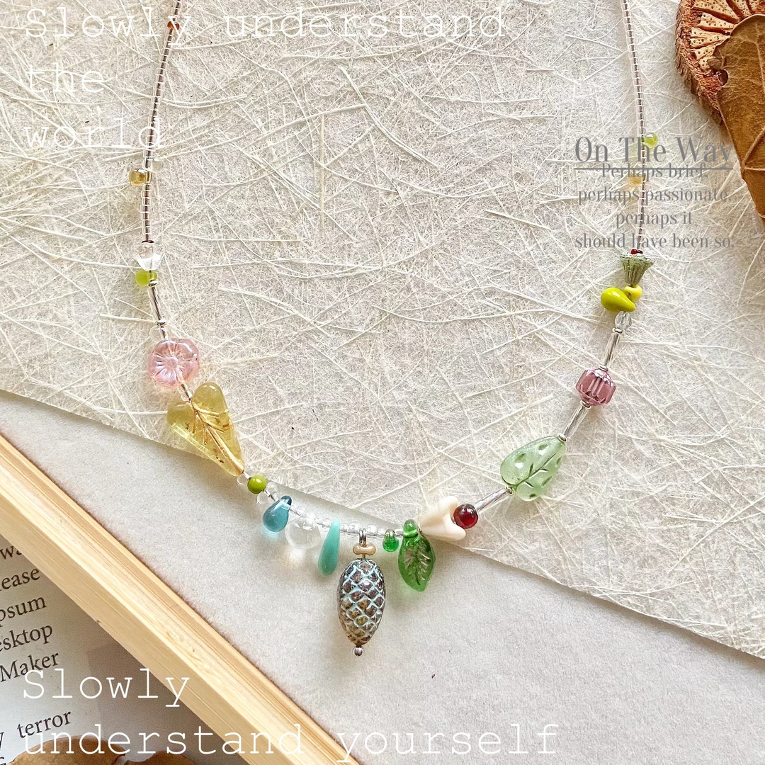 钛钢玻璃项链 MUHE原创饰品 复古风项链