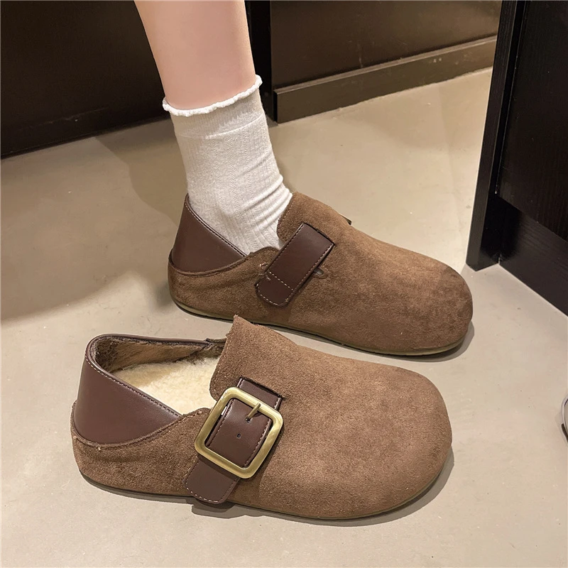 厚底全包勃肯鞋女款2025新款秋冬季两穿一脚蹬懒人雪地棉鞋子女鞋