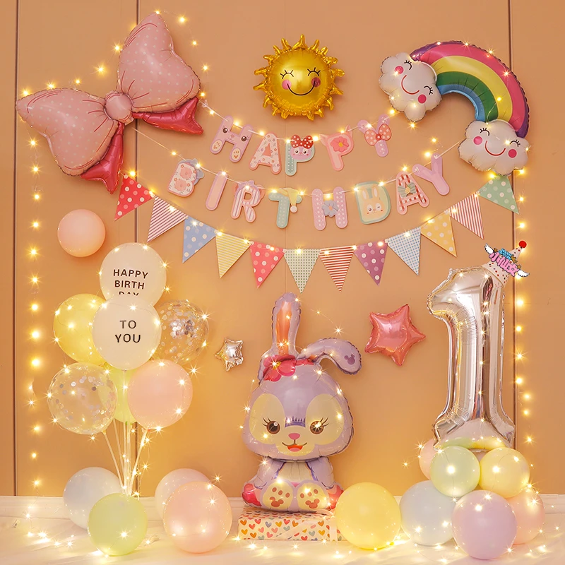 生日场景布置装饰星黛露女孩宝宝周岁背景墙气球派对氛围创意拍照