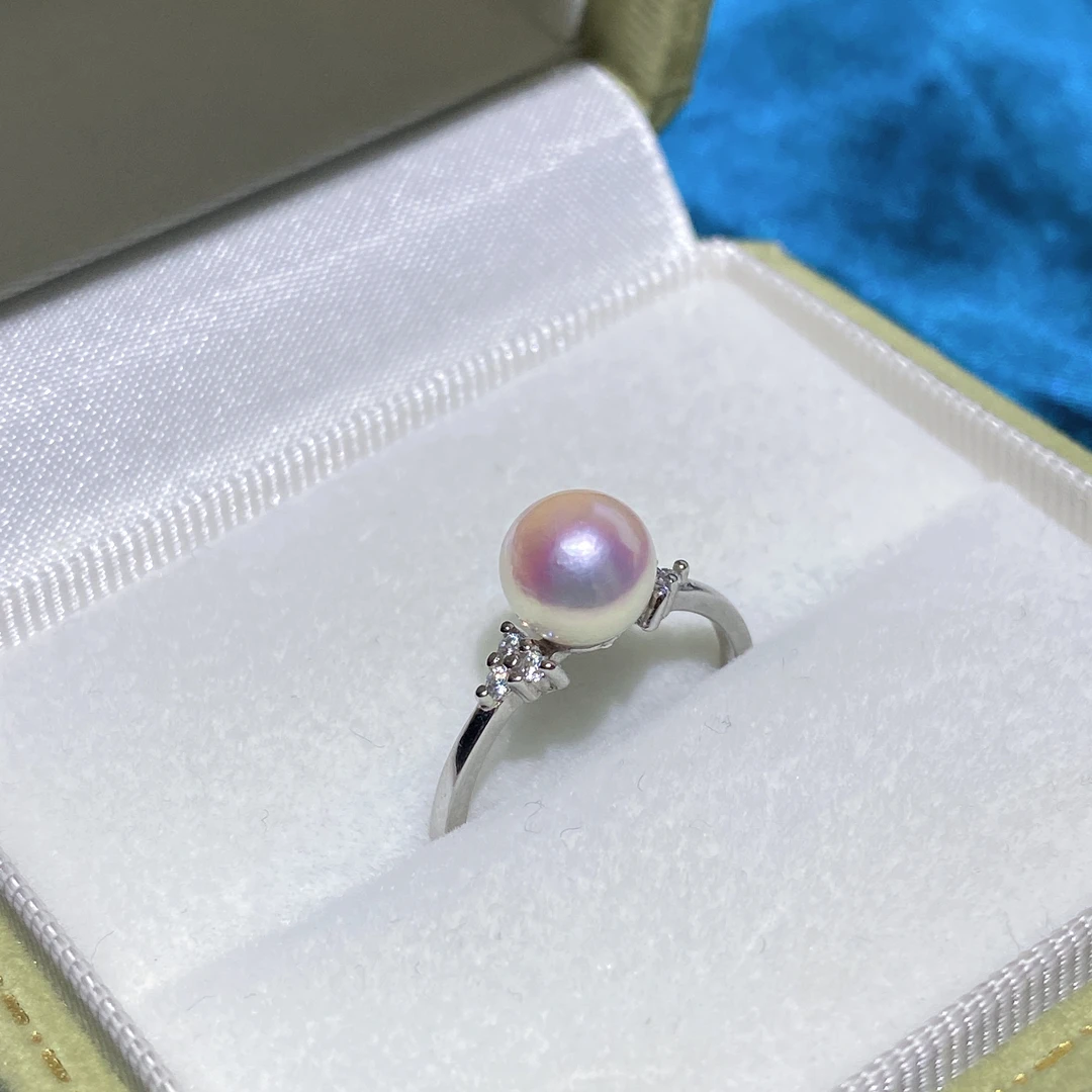 【银屿珠梦】Akoya海水珍珠戒指小清新ins日常百搭银s925