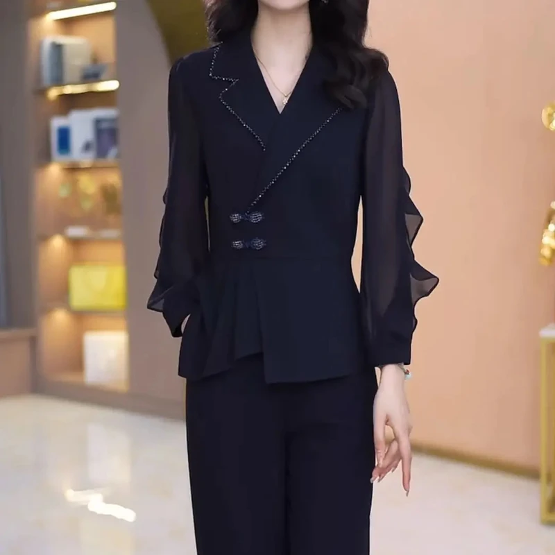 高级多丽丝新中式国风气质俩件套2025春夏新款上衣裤子修身套装女