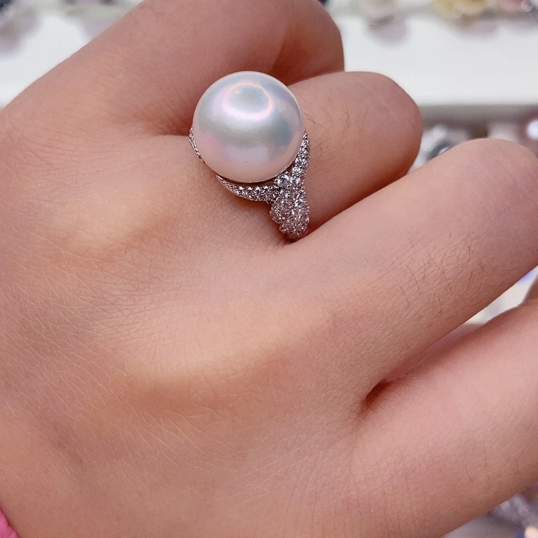 b***y戒指淡水珍珠银S925镶嵌