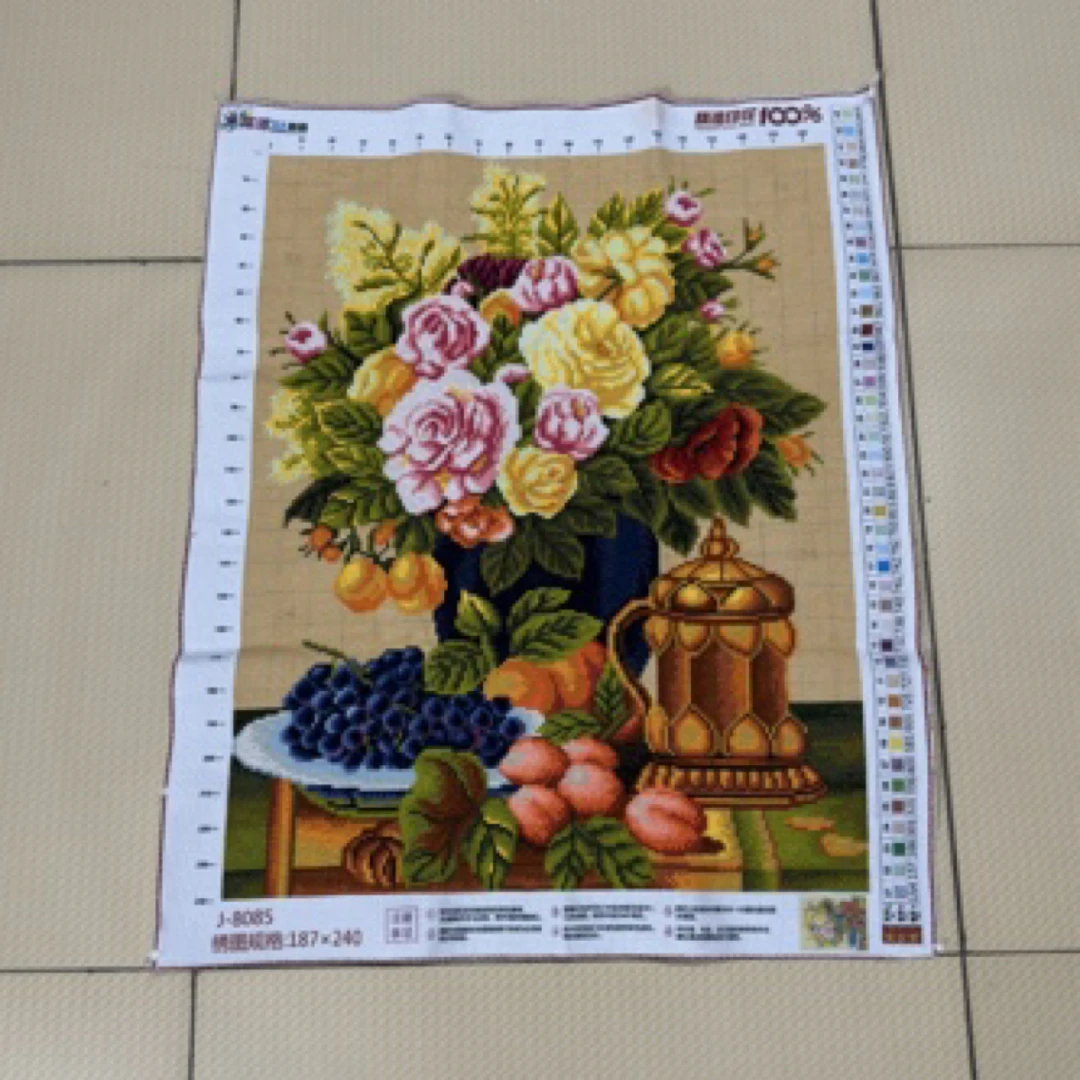 纯手工十字绣成品群英荟萃水果篮餐厅客厅牡丹花开富贵客厅76×62