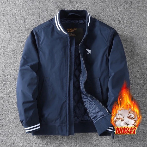秋冬防风防水夹棉厚款夹克外套男士商务休闲百搭棒球领运动服男装
