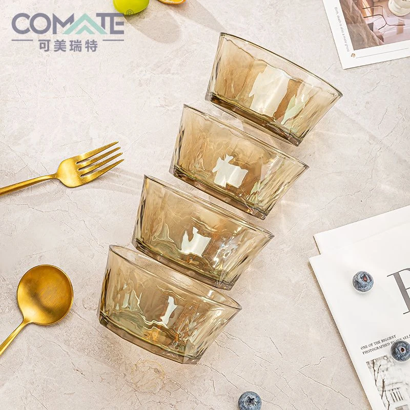 网红家用高颜值茶色玻璃碗盘沙拉碗泡面碗玻璃餐具套耐高温轻奢X