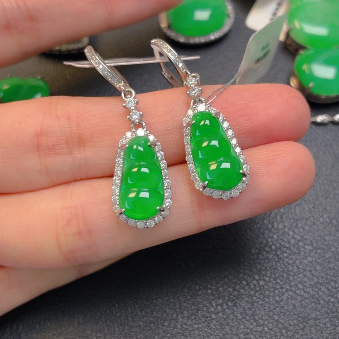 翡翠银S925镶嵌吊坠(不含链)耳坠
