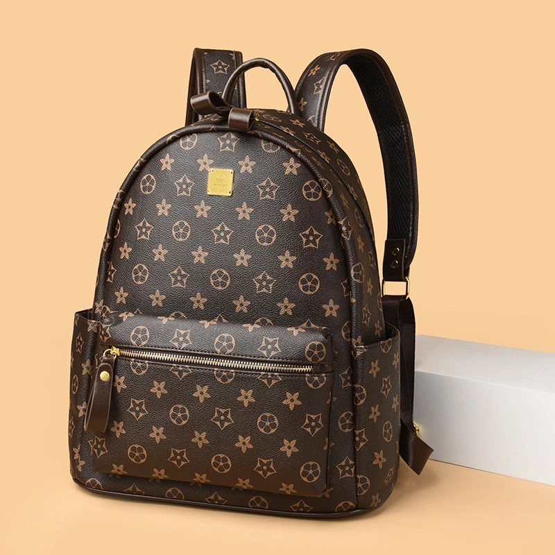 双肩包百搭大容量防水软皮休闲高级感小背包户外通勤包包书包推荐