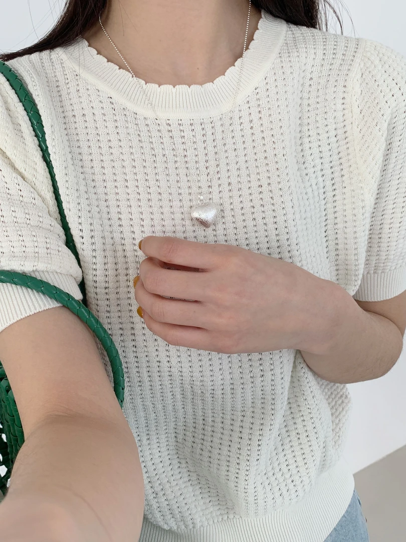 【DUODUO 689905】夏季新款艾草棉圆领针织衫短袖女宽松时尚针织衫