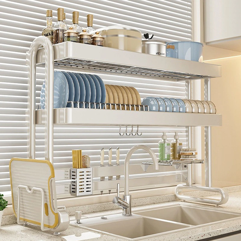 不锈钢厨房水槽置物架碗碟收纳水池多功能台面家用放碗盘沥水碗架