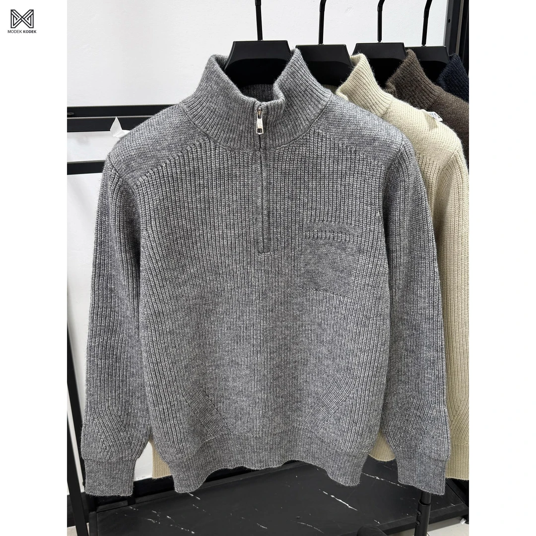 MODEK KODEK拉炼半高领毛衣男秋冬季加厚保暖中领针织衫休闲百搭