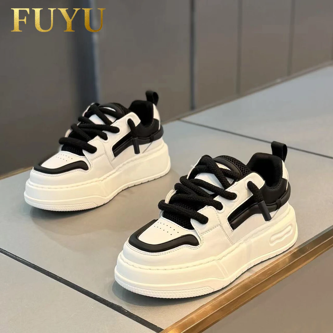 潮牌高级感纯色休闲板鞋男秋冬时尚轻奢百搭男鞋厚底增高面包鞋